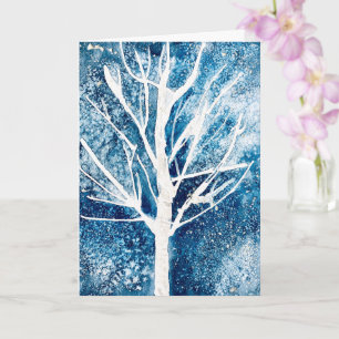 Carte Arbre de Noël bouleau blanc d'hiver