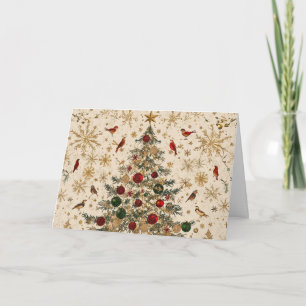 Carte Arbre de Noël brillant avec huile d'or