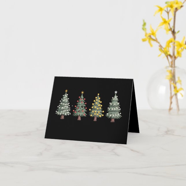 Carte Arbre de Noël Cadeau de Fêtes Hiver  (Fleur jaune)