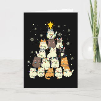 Carte Arbre de Noël Chat Cadeau, Décoration pour Amateur