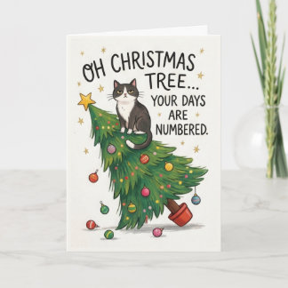 Carte Arbre de Noël Chat Drôle – Les Jours Sont Comptés