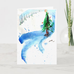 Carte Arbre de Noël contemporain dans une mer d'arbres