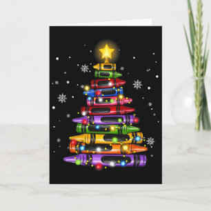 Carte Arbre de Noël craie enseignant lumières étudiant é