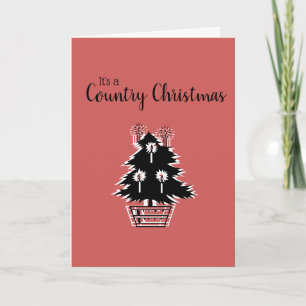 Carte Arbre de Noël de campagne rouge rustique personnal