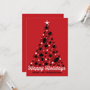 Carte Arbre de Noël de l'araignée festive