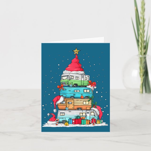 Carte Arbre de Noël de voyage de vacances de camping-car (Devant)