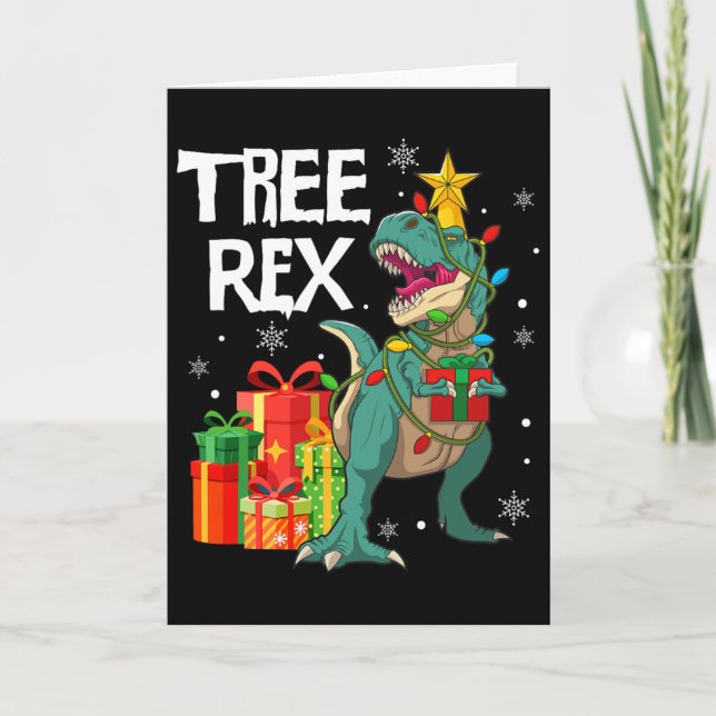 Carte Arbre de Noël dinosaure Pyjama Rex Reptile Hommes  (Devant)