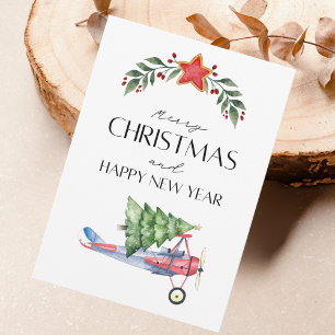 Carte Arbre de Noël drôle dans un avion & photo de famil