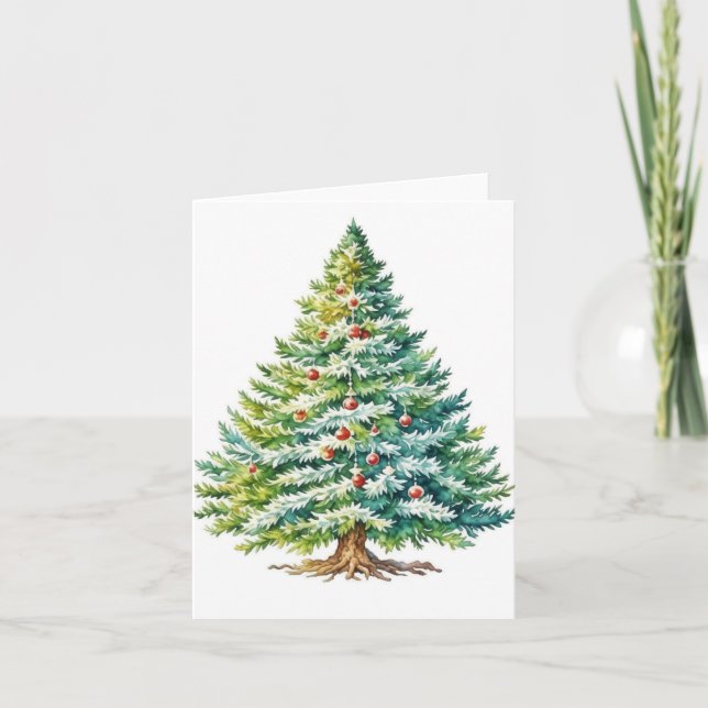 Carte Arbre de Noël E - Aquarelles et stylet (Devant)