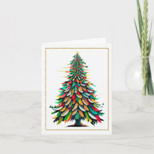 Carte Arbre de Noël en plumes amérindiennes