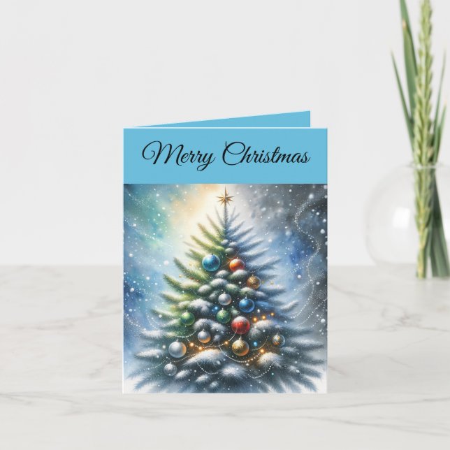 Carte Arbre de Noël et boules festifs modifiables (Devant)
