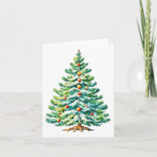 Carte Arbre de Noël F - Aquarelles et stylet