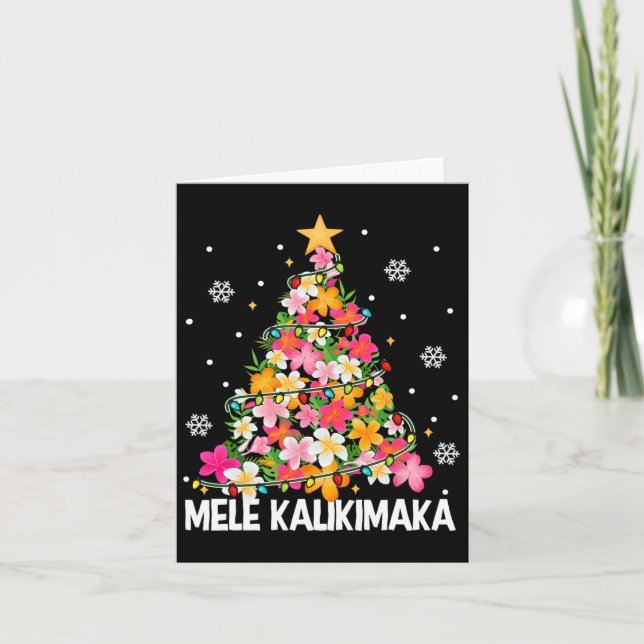 Carte Arbre de Noël Floral hawaïen Mele Kalikimaka Tro (Devant)