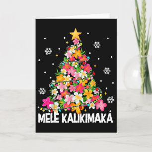 Carte Arbre de Noël Floral Hawaïen Mele Kalikimaka Tro
