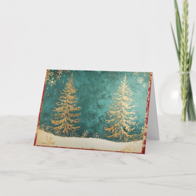 Carte Arbre de Noël Gold Foil avec Flèche de neige (Devant)