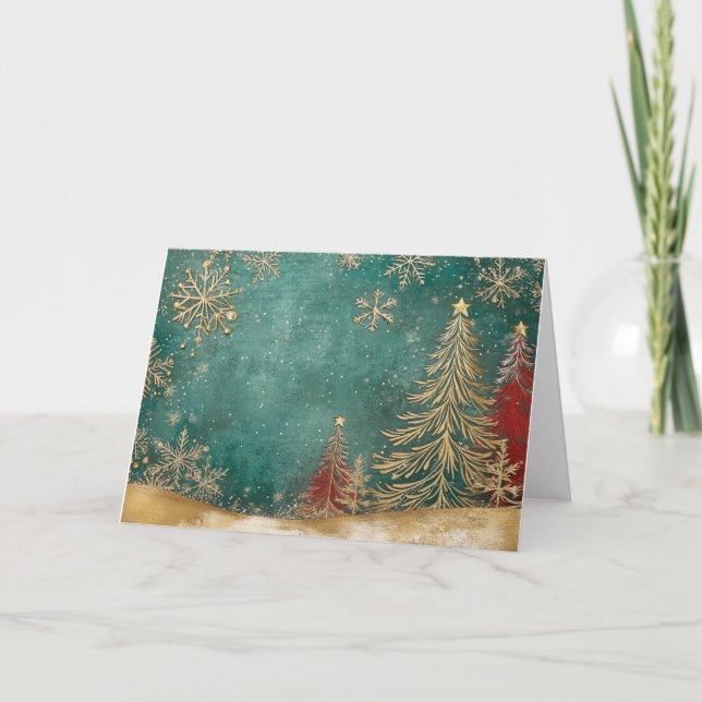 Carte Arbre de Noël Gold Foil avec Flèche de neige (Devant)