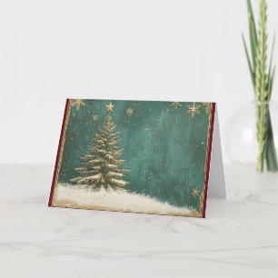 Carte Arbre de Noël Gold Foil sur Turquoise Green