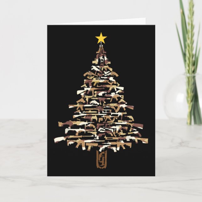Carte Arbre de Noël Guns - Cadeau de Noël Impression Cam (Devant)