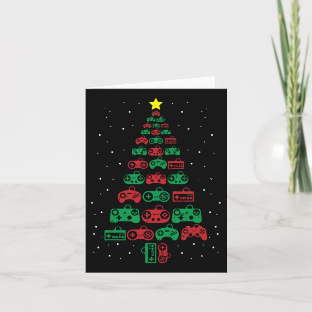 Carte Arbre de Noël Manette de jeu Fête de gamer Cool  (Devant)