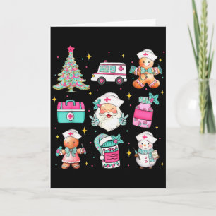 Carte Arbre de Noël Mignon infirmière Santa Thème Médica