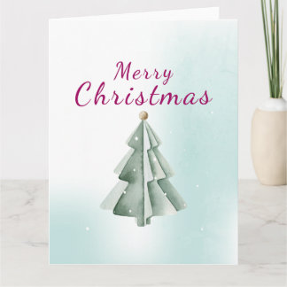 Carte Arbre de Noël minimaliste vert sauge aquarelle