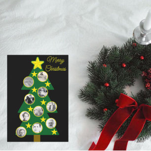 Carte Arbre de Noël moderne avec ornements photo Noir