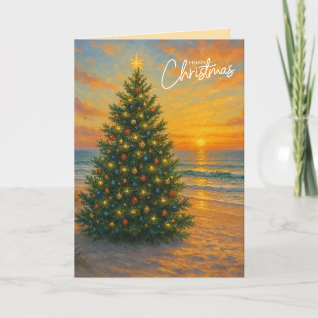 Carte Arbre de Noël nautique/cotier plage (Devant)