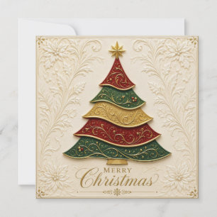 Carte Arbre de Noël orné d'émail doré