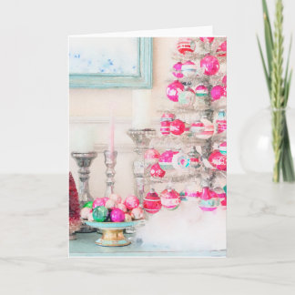 Carte Arbre de Noël Ornement Vintage Aquarelle