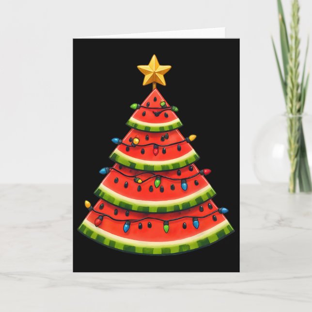Carte Arbre de Noël pastèque Xmas d'été de juillet cool (Devant)