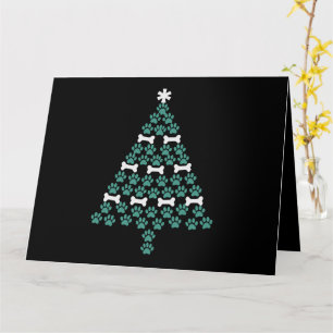 Carte Arbre de Noël Patte de Chien Cadeau de Noël Mignon