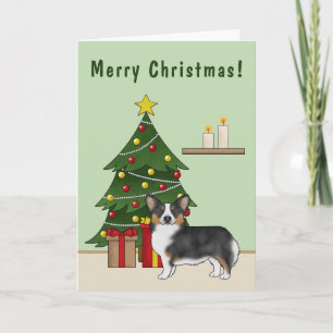 Carte Arbre de Noël Pembroke Welsh Corgi Tricolore Noir