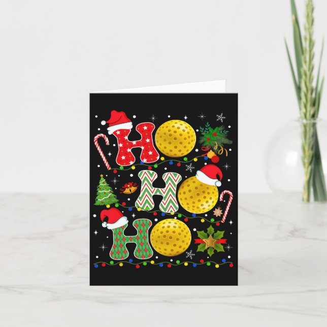 Carte Arbre de Noël Pickleball Ho Ho Père Noël Lights Xm (Devant)