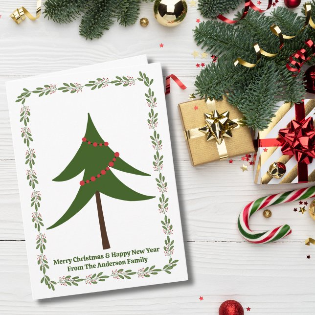 Carte Arbre de Noël rétro Berry Wreath 3 Photo personnal (Créateur téléchargé)