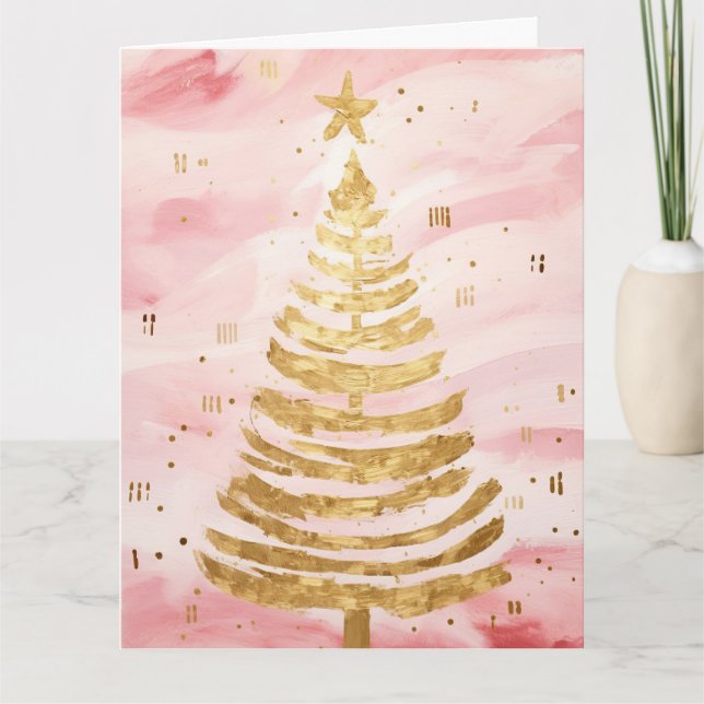 Carte Arbre de Noël rose (Devant)