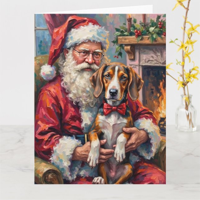 Carte Arbre de Noël Santa Claus Treeing Walker Coonhound (Fleur jaune)