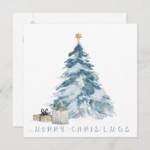 Carte Arbre de Noël Vintage aquarelle étoile or