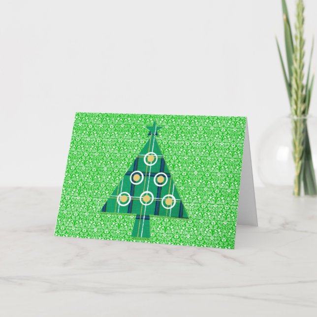 Carte Arbre de Noël vintage rétro (Devant)