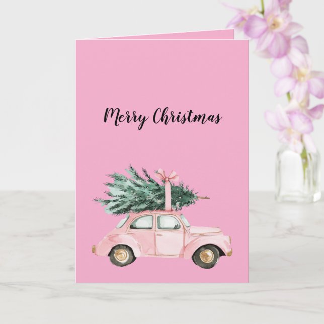Carte Arbre de Noël Voiture Rose (Orchidée)