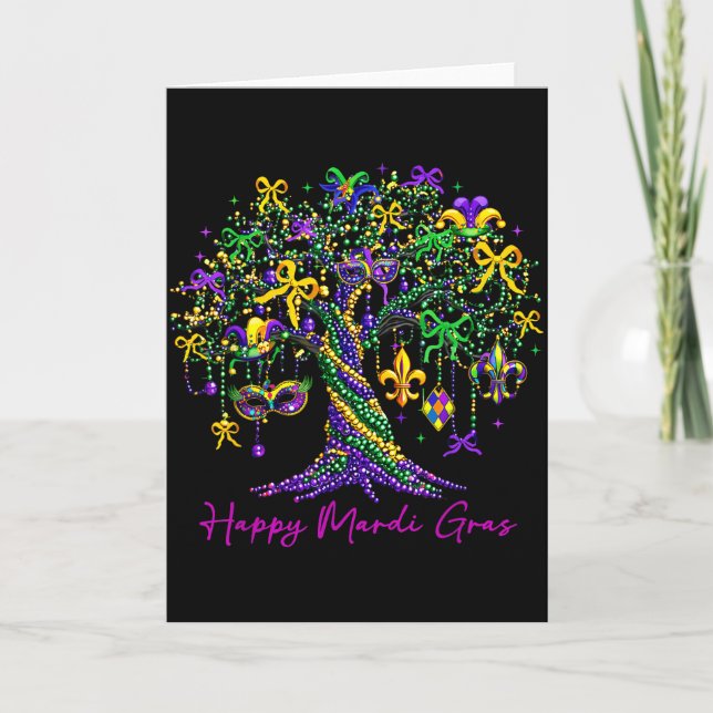 Carte Arbre de perles Happy Mardi Gras Carnaval Femmes H (Devant)