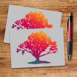 Carte Arbre de vie élégant chêne magenta sarcelle argent