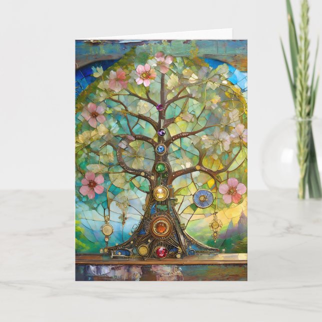 Carte Arbre de Vie Fleurissant des 7 Chakras (Devant)