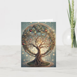 Carte Arbre de Vie Mandala de Noël céleste vintage
