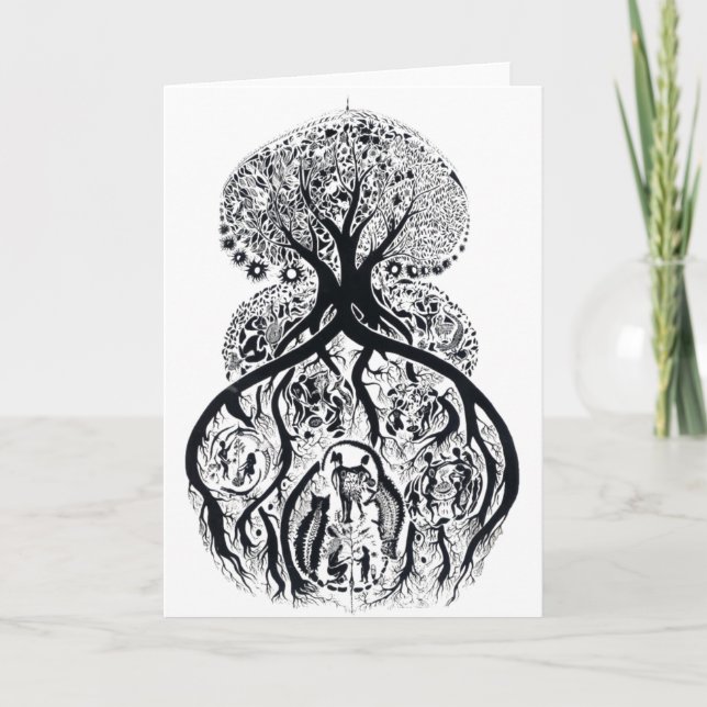 Carte ARBRE DE VIE - noir & blanc (Devant)