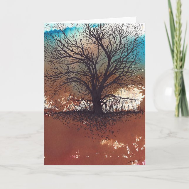 Carte Arbre d'encre aquarelle Abstrait (Devant)
