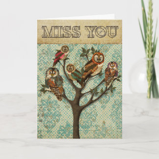 Carte Arbre des Chouettes Miss You Card