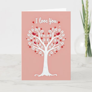 Carte arbre en forme de coeur Je t'aime