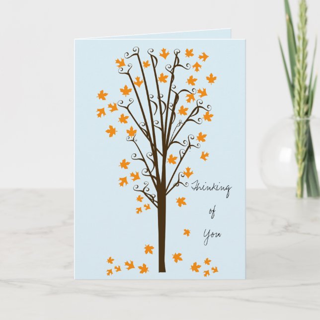 Carte Arbre Feuille bleu orange (Devant)