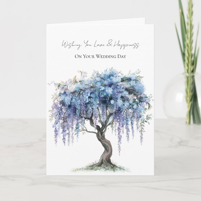 Carte Arbre Fleurissant Violet Romantique Mariage (Devant)