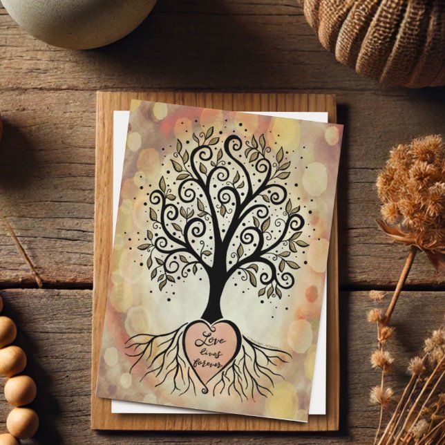 Carte Arbre Inspirant "L'amour vit à jamais" (Créateur téléchargé)